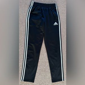 Adidas Black Unisex Gender Neutral Youth Track Pants White Stripes Size L 14/16